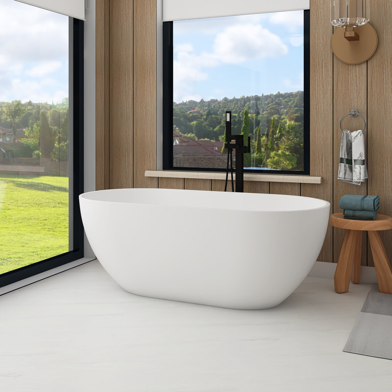 59“ Freestanding Soaking Solid Surface Bathtub