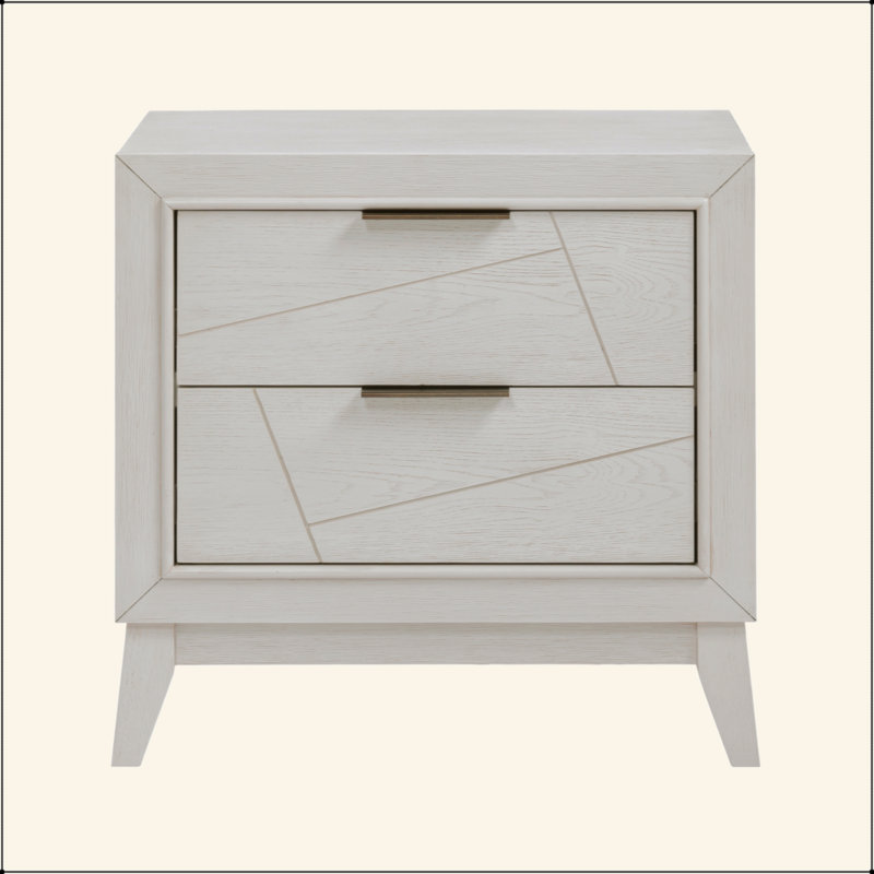 Table de chevet à finition blanche antique avec tiroirs, meubles de chambre à coucher modernes, 1 pièce