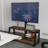 Universal Swivel Tv Stand With Height Adjustability - Acacia Wood & Black Tempered Glass - Rustic Brown Entertainment Center