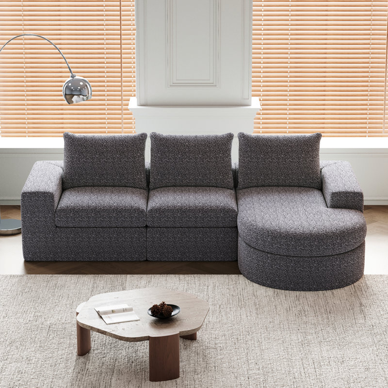 Canapé modulaire en chenille 2 pièces, Gris