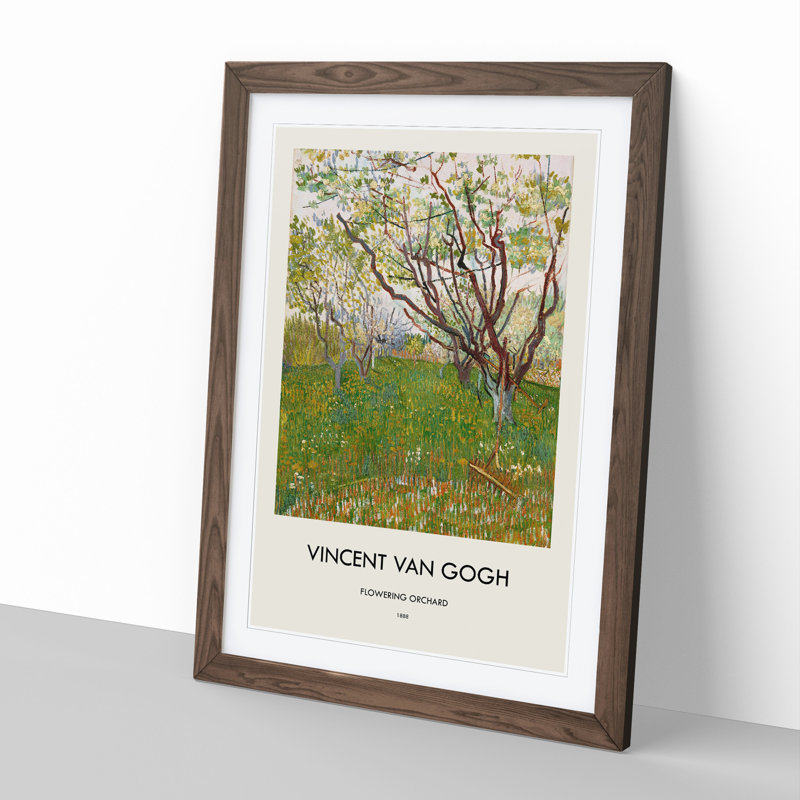 Flowering Orchard by Vincent Van Gogh - Framed Print, 48cm H x 36cm W x 2cm D, Walnut Framed