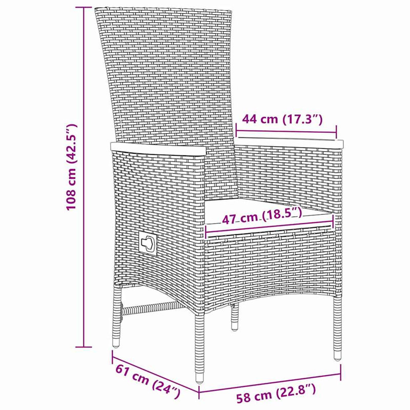 Patio Dining Set Table,, 5, 73 cm H x 160 cm W x 80 cm D, 4