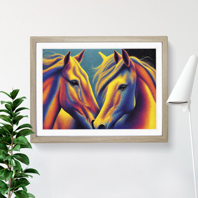 Two Colourful Horses - Framed Print