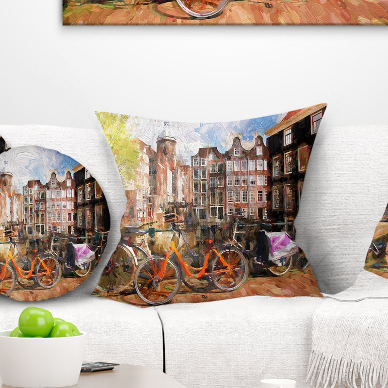 Coussin lombaire Landscape Amsterdam City, Carré, 16 po x 16 po