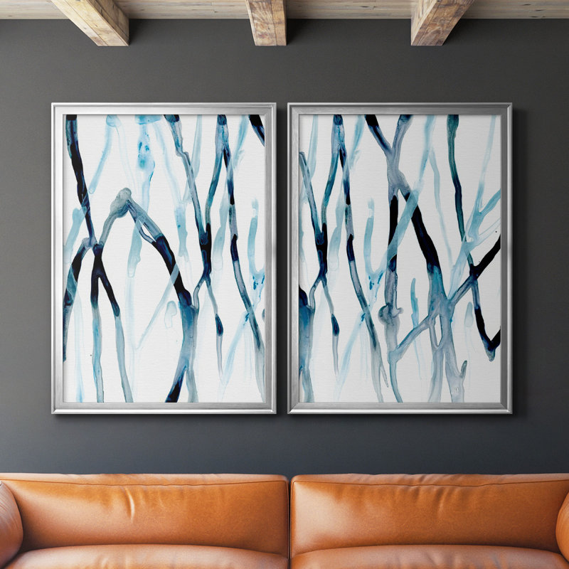 Runnel I, toile encadrée de qualité supérieure - prête à être accrochée, H 37 po x l 24,5 po x P 2,5 po, Argent