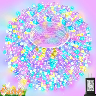 Guirlande de Noël colorée, guirlande de lumières colorées de 66 pi, 200 lumières DEL pastel, 8 modes à brancher