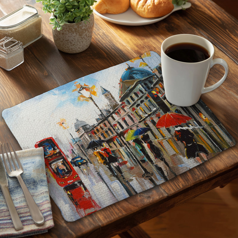 Blue Cities Braided Polyester Placemat - Colorful Street Decor