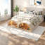 Lit double pour chat, lit double tapissier beige, maison moderne pour animaux de compagnie