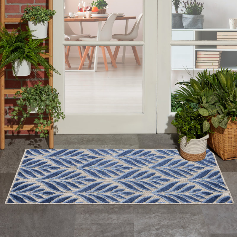 Antwun Nature Blue Indoor/Outdoor Area Rug, Rectangle 2'8" x 4'