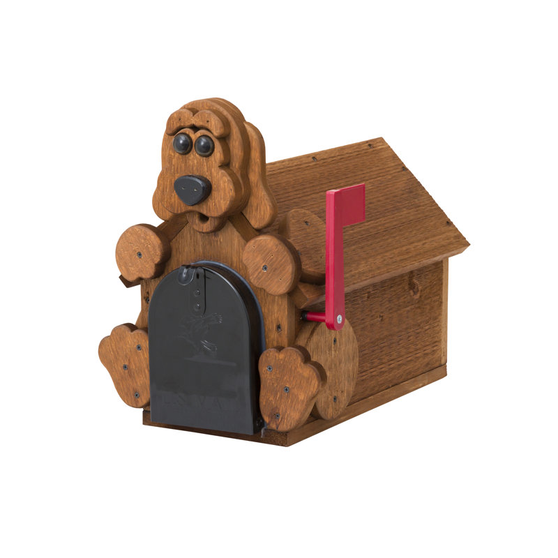 Rustic Brown Dog-Shaped Reclaimed Wood Mailbox