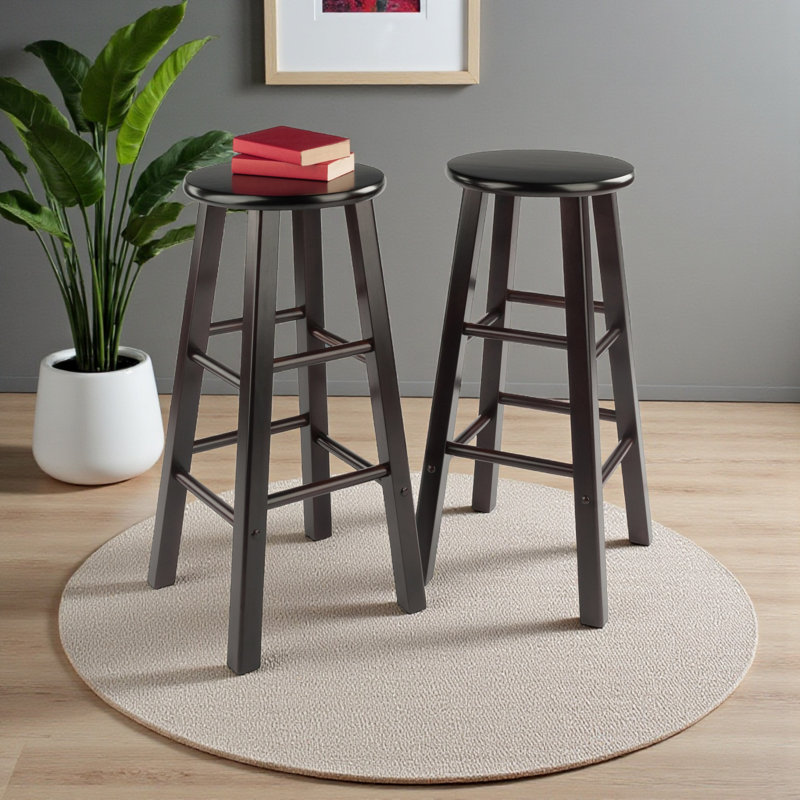 Darian Four Leg Espresso 2-Pieces Bar Stool Set, 28.73'' H X 13.38'' W X 13.38'' D, Espresso