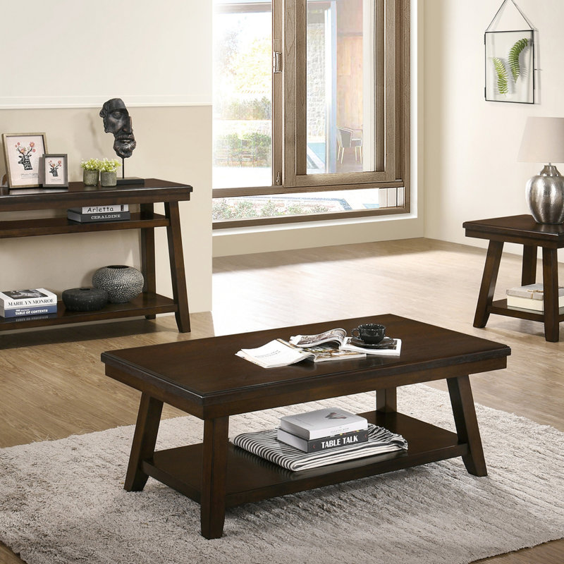 Table de bout rectangulaire en espresso foncé, table de bout traditionnelle, table de bout