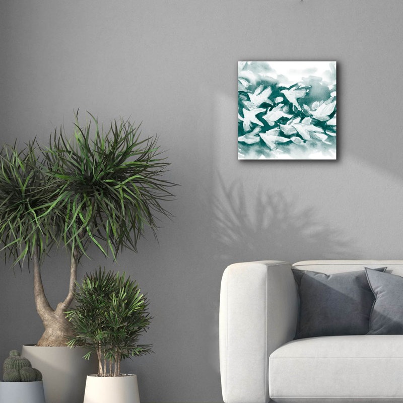  «Teal Flock 1» par June Erica Vess, art mural sur toile, 18 po x 18 po, H 18 po x l 18 po