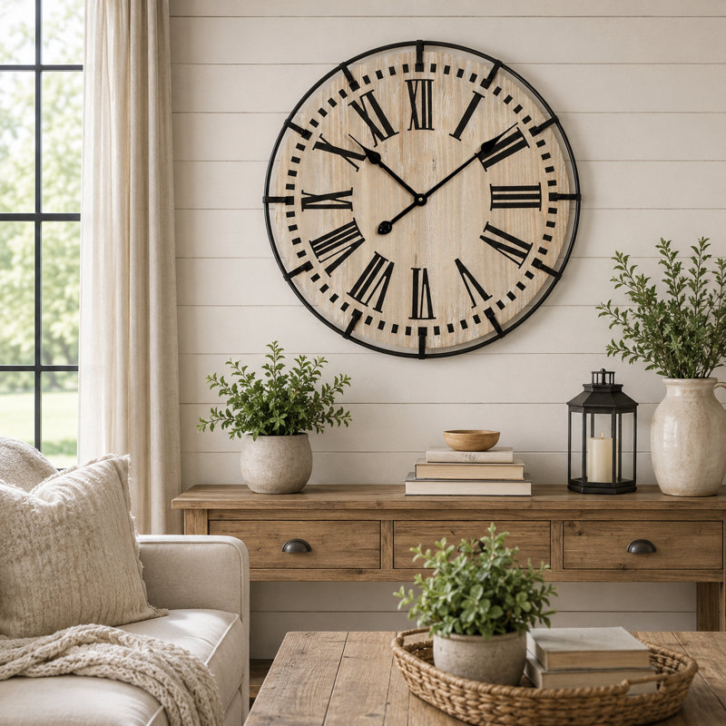 Rustic Farmhouse Wall Clock 24 Inch