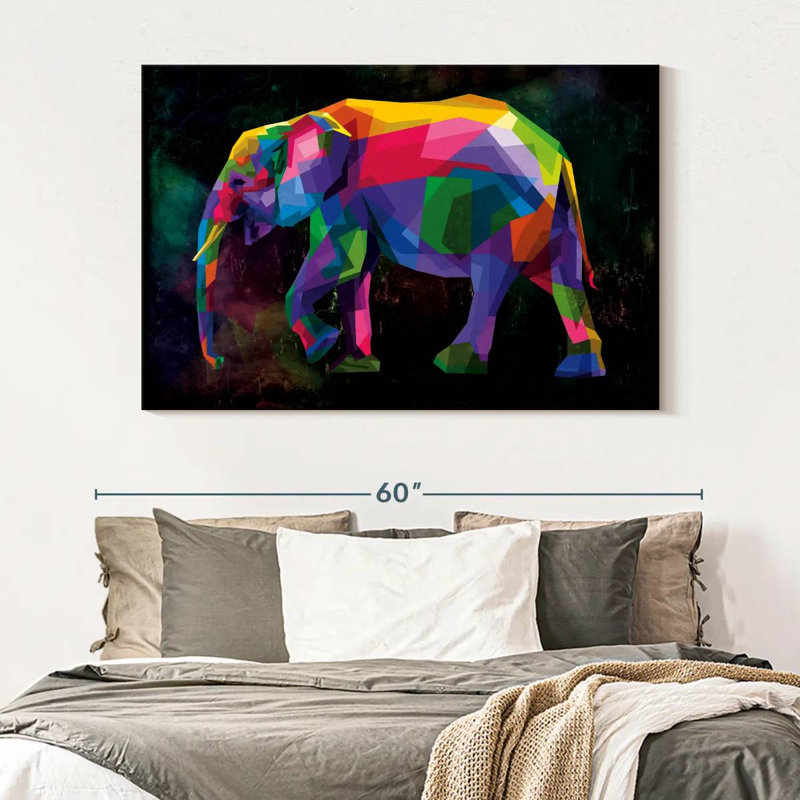 Geometric Color Elephant, 34" H x 51" W