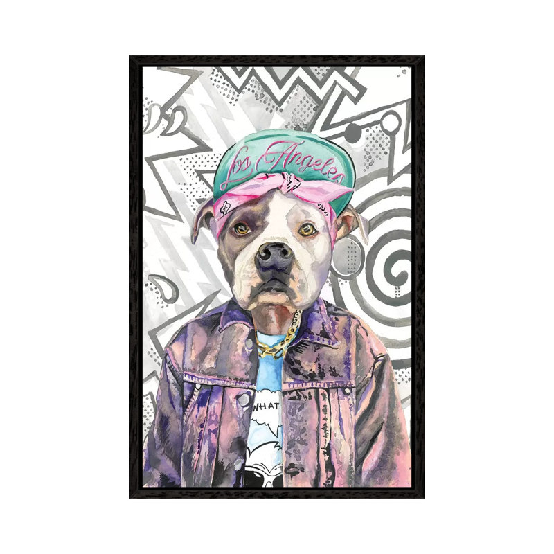What's Up Dog by Heather Perry - Print on Canvas, 66.04 cm H x 45.72 cm W, Black Framed