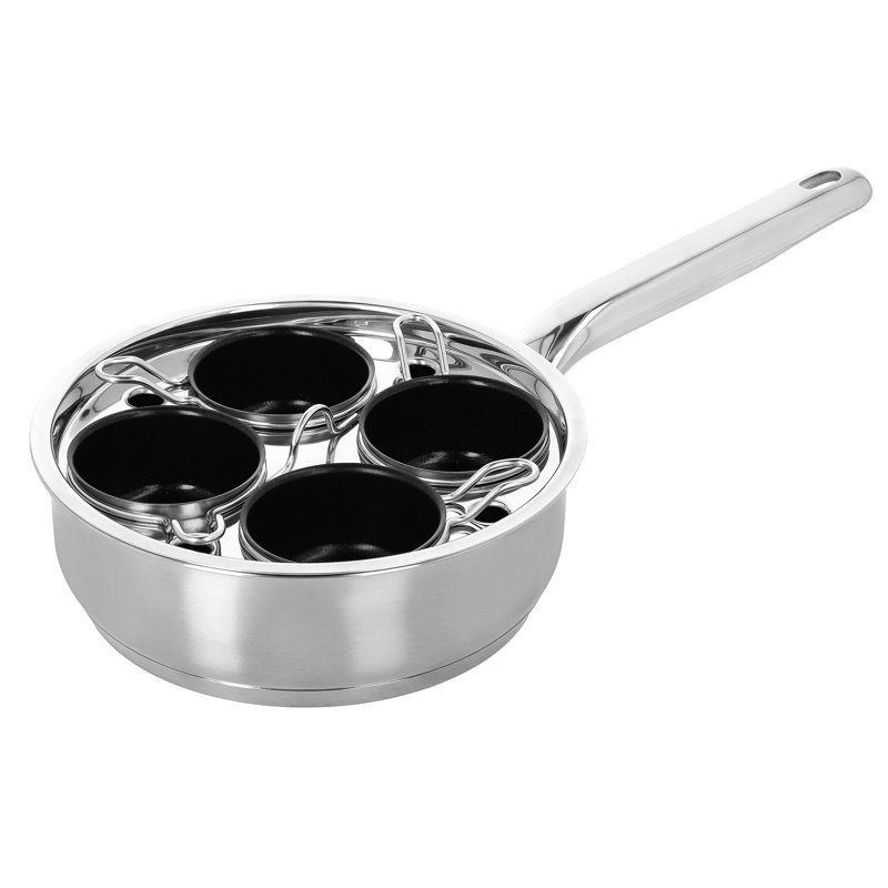 Demeyere Resto New Ceramic Coating  4-Cup Stainless Steel Egg Poacher Set