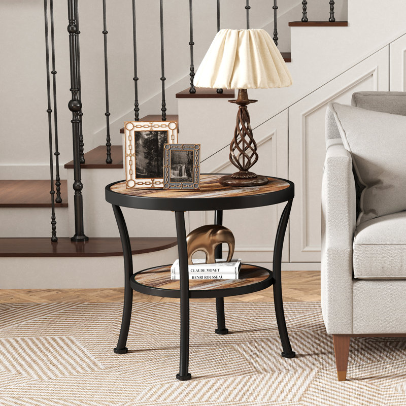 Aderes Side Table with Storage, Brown/Black