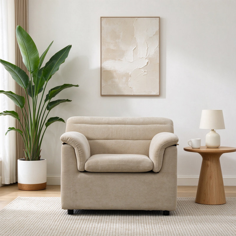Fauteuil d'appoint rembourré surdimensionné et déhoussable de 97 cm de large, fauteuil en chenille, canapé une place pour salon