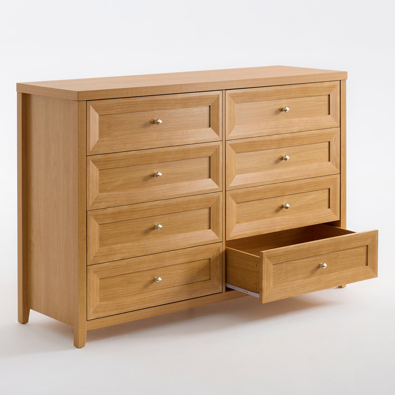 Cleckheat 58'' W 8-Drawer Dresser, Honey Oak