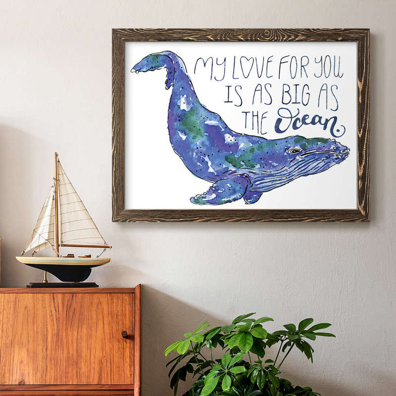 Whale Love II, H 14 po x l 20 po x P 1,5 po, Noyer