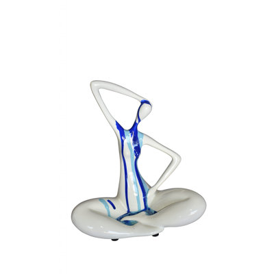 Modern Art Ballet Dancer White with Paint Drops Resin Statue 9" x 5" x 10"H