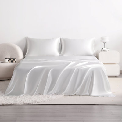 Ensemble de draps soyeux et soyeux, doux pour les cheveux et la peau, infroissable, infroissable
