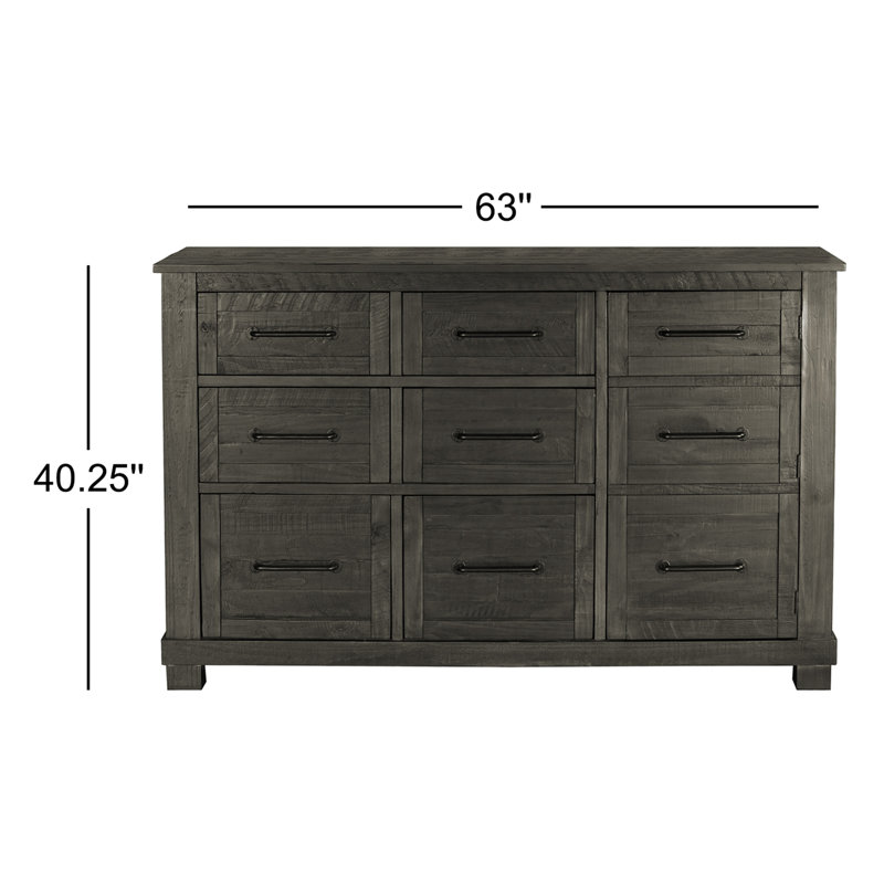 Commode 9 tiroirs Carney, Gris anthracite