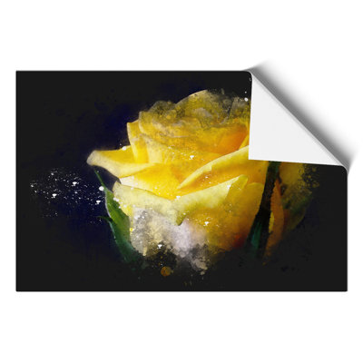 Yellow Rose Flower Paint Splash - Frameless Print