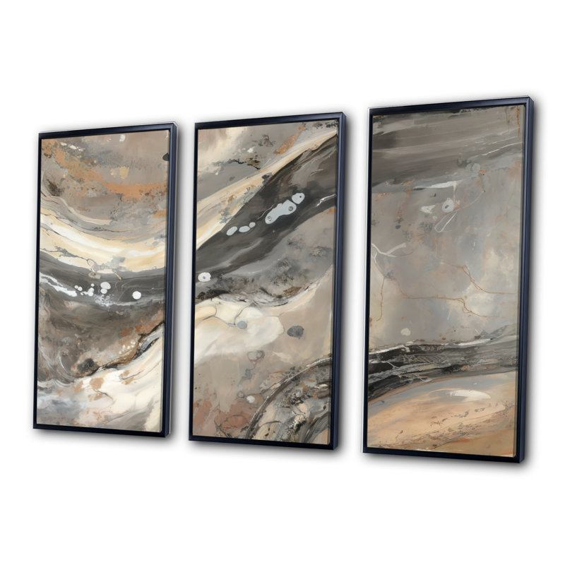 «Morning Effervescence I», ensemble d'art mural sur toile abstraite, Toile encadrée noire, H 28 po x l 36 po x P 1 po
