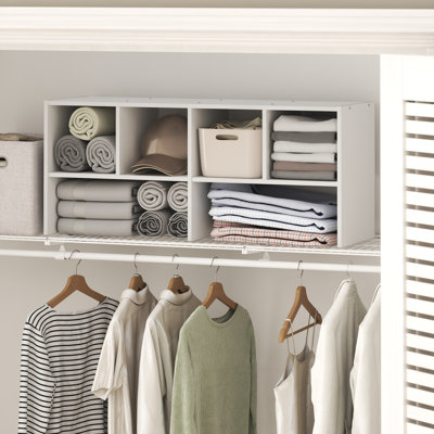 Closet Organizers and Storage, 6-Cube Multipurpose Top Shelf Closet Shelf, Stackable Closet Organization Shelves, 11.7 x 36 x 15.4, for Bedroom, Closet, Laundry Room, White