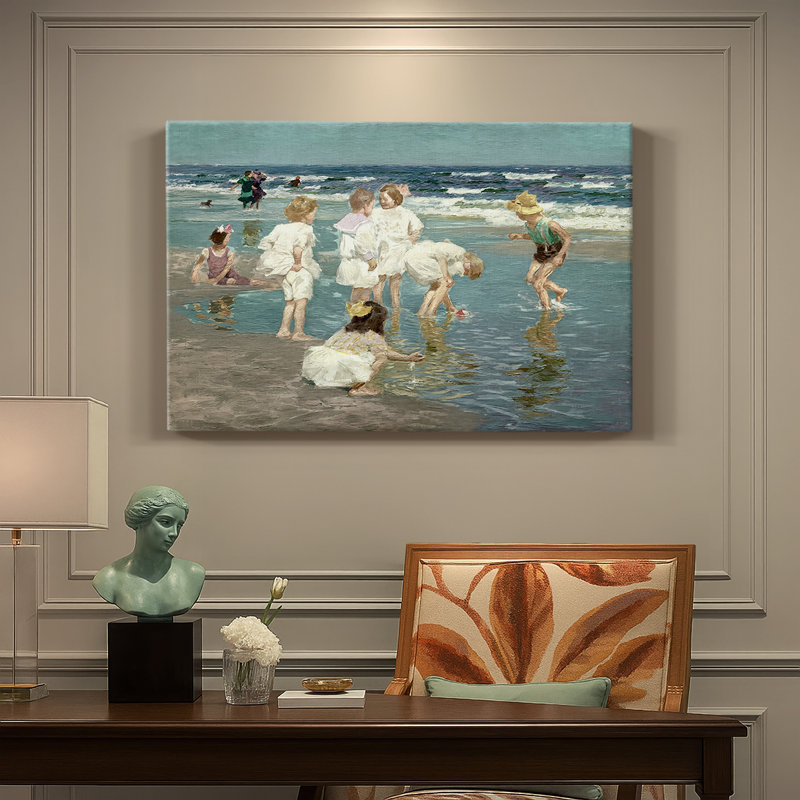 Children Playing in the Surf (or Happy Days)-Edward Henry Potthast-Gallery Wrapped Canvas-c. 1910s–1920s, 32 x 48