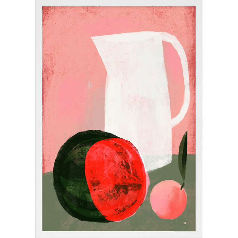 Watermelon Painting by StudioM, White Framed, 38" H x 26.5" W x 1.25" D
