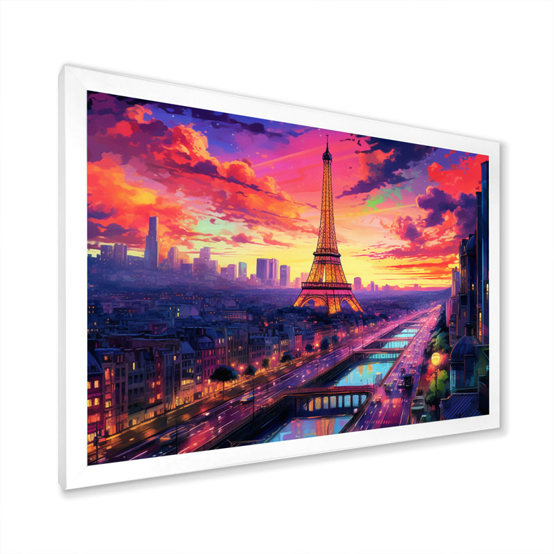 «Paris Eiffel Tower Harmony II», reproduction sur toile, Cadre simple blanc, H 12 po x l 20 po x P 1 po