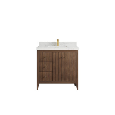 Atlanta Teak 36'' Single Bathroom Vanity with Top