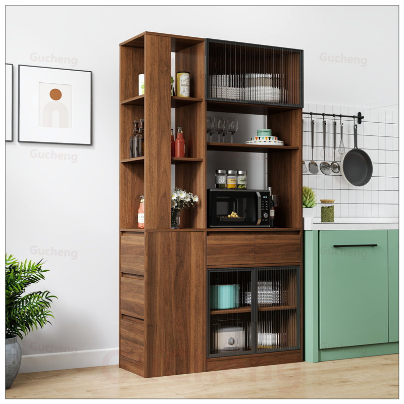 Grande armoire de rangement en bois avec espaces multifonctionnels, organisateur d'entrée moderne pour le couloir et le salon
