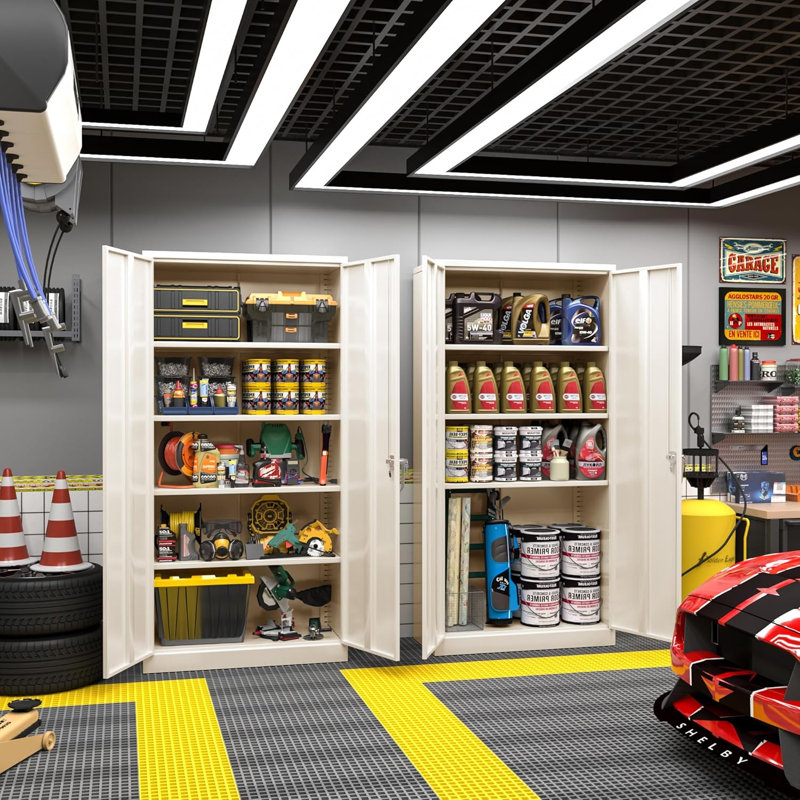 Achyut Garage Storage Cabinets ( 72'' H x 36'' W x 18'' D ), Metal Tool Cabinet with 4 Adjustable Shelves and Lockable doors