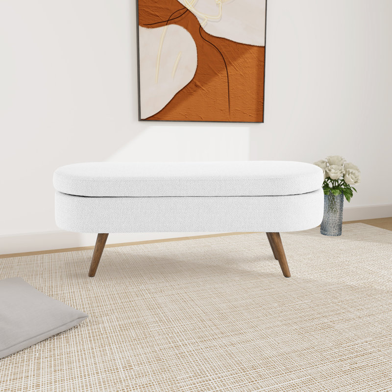 Jolande Upholstered Ottoman, White Linen Blend