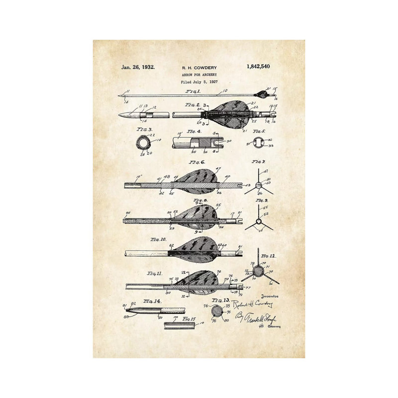 Archery Arrow by Patent77 - Wrapped Canvas Print, 20.32 cm H x 30.48 cm W