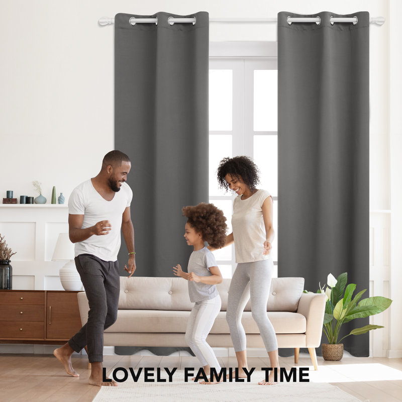 Lompoc Room Darkening Grommet Curtain Panels, 42" W x 63" L, Light Gray