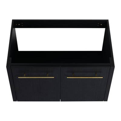 30 Inch Wall Mounted Bathroom Vanity - Black Chestnut, Classy With Door And Ample Storage Room 30" Stylish Look Abundant