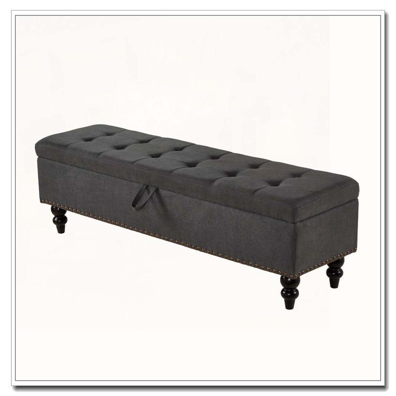 Banc de lit capitonné 59 po avec rangement, Gris