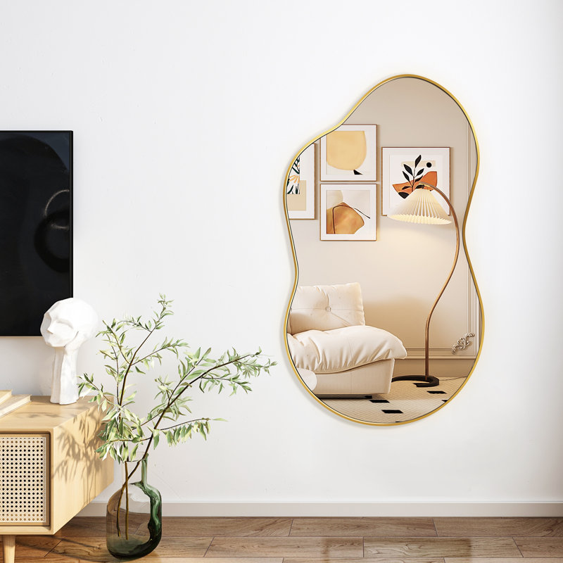 Cloud Shaped Metal Wall Mirror, Gold, 46" x 26"