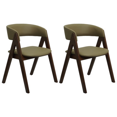Ensemble de 2 chaises de salle à manger modernes en noyer avec dossier incurvé et revêtement beige