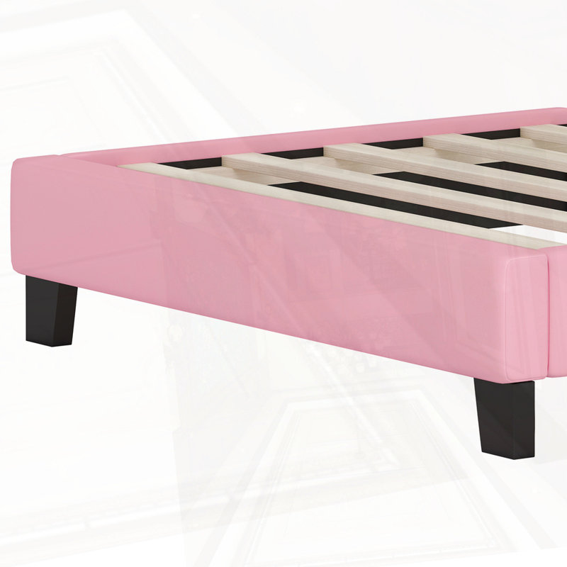 Calton Upholstered Princess Bed With Crown Headboard, Full/Double, White/Pink