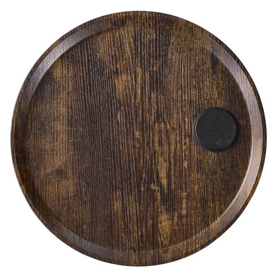 Table de bout, table d'appoint ronde à 2 niveaux avec tablettes de rangement ouvertes, table de chevet avec table de chevet moderne avec port de chargement USB et CA, bureau de canapé en bois pour salon, chambre à coucher, bureau, dortoir, brun