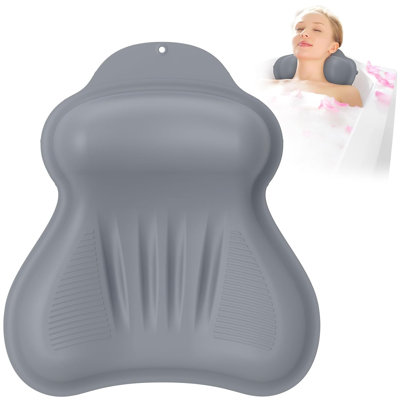 Inflatable Bath Pillow with Adjustable Height – Silicone Tub Pillow for Head, Neck & Back Support