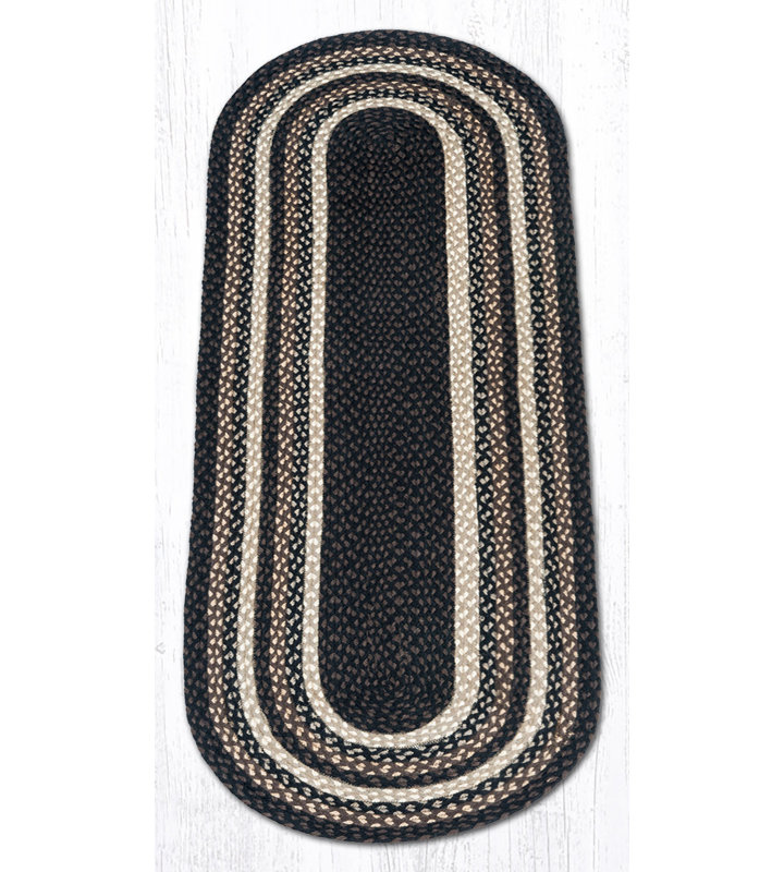 Earth Rugs Mocha/Frappuccino Oval Braided Rug Handwoven Jute, 2'x6'