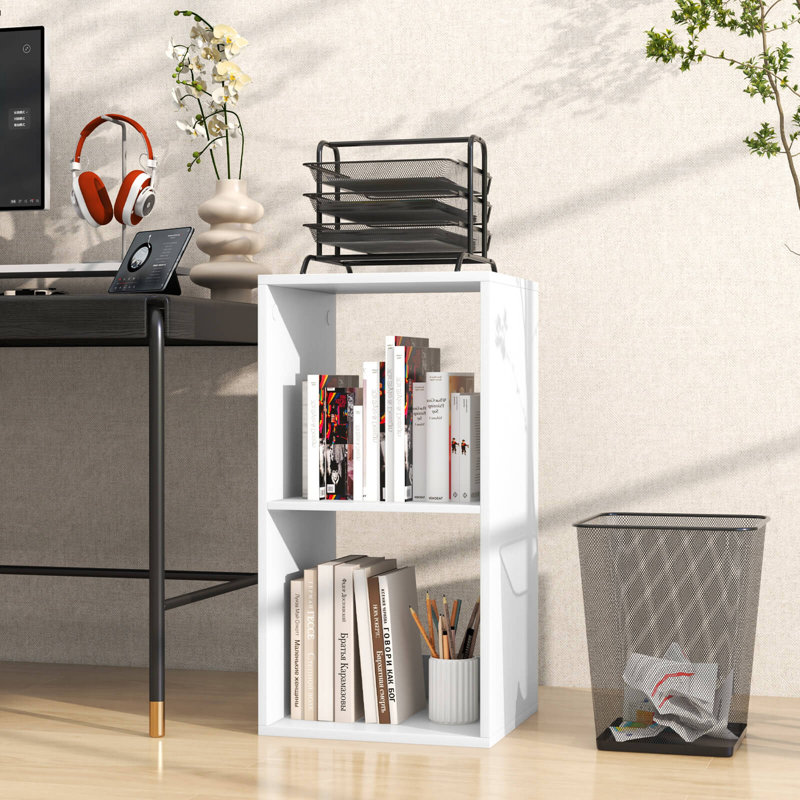 2-cube Bookcase Open Back Bookshelf With Anti-tip Kit Modern Style Organizer, (2 Shelves) 27.5"H x 14"W x 13"D