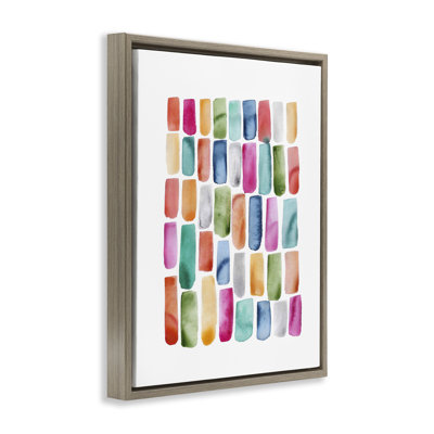 «Bright Abstract Brushstrokes», art mural encadré flottant par Lisa Nohren